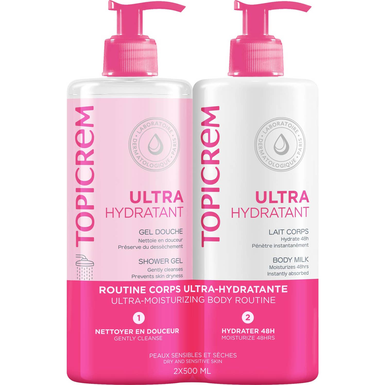 Topicrem Uh Lait Ultra Hydratante + Gel Douche Set 2x500ml