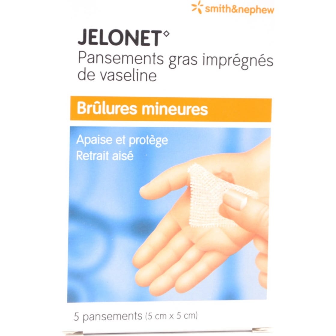 Smith & Nephew Jelonet Pansement Imprégné de Vaseline 5x5cm 5 Unités