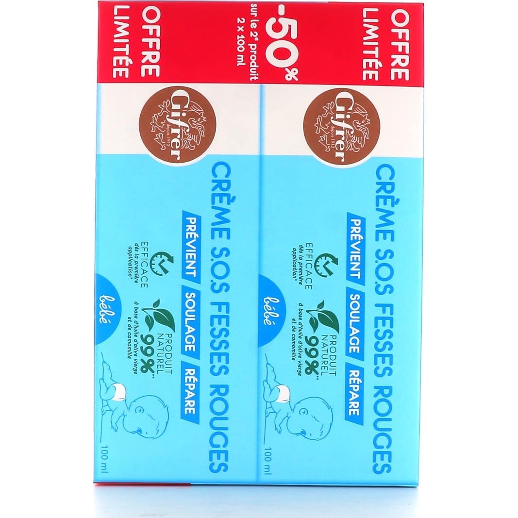 Gifrer Crème Sos Fesses Rouges Bébé 2x100ml