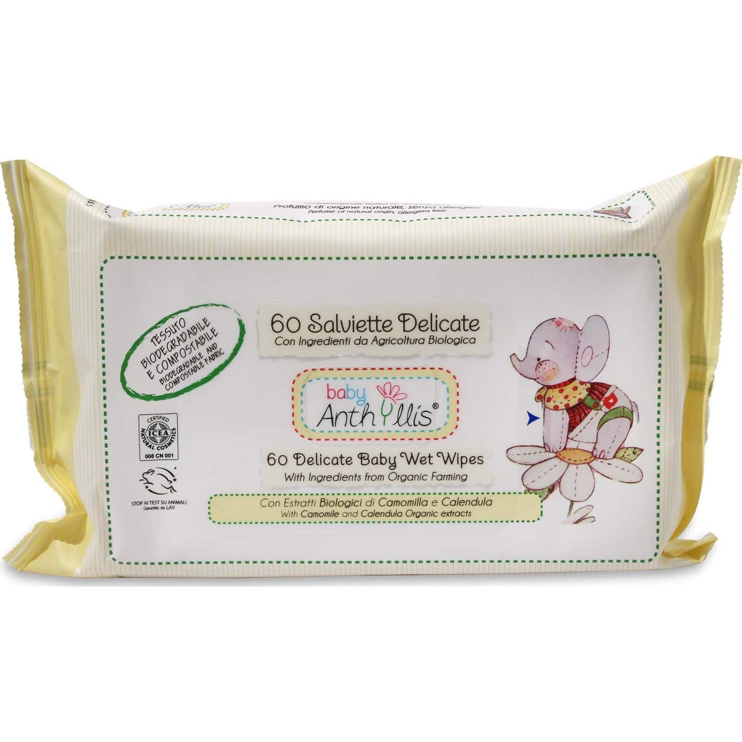 Anthyllis Lingettes Délicates Bébé Camomille et Calendula 60uts