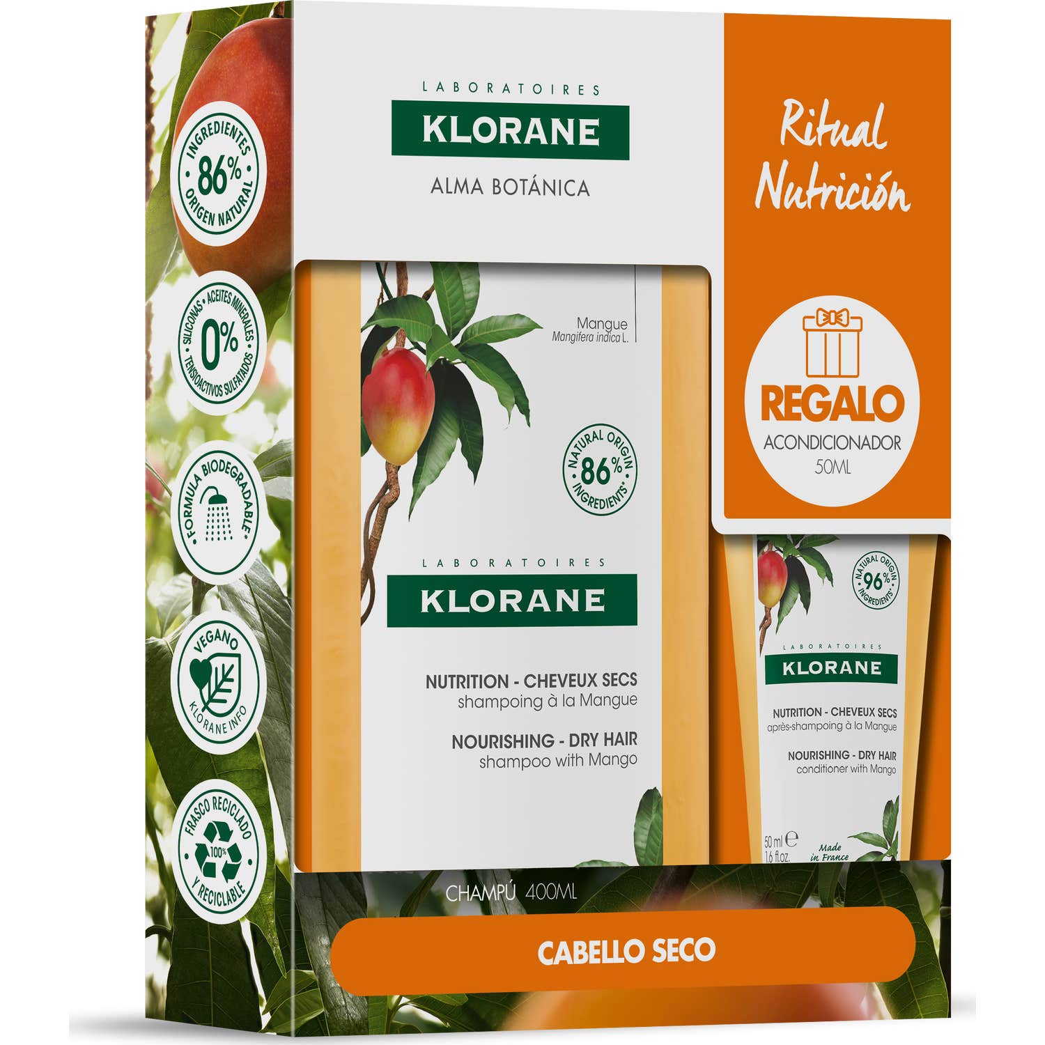 Klorane Champú Mango 400ml + Acondicionador 50ml