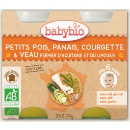 Babybio Petits Pots Menu Légumes & Veau Fermier Bio dès 8 mois 200g lot de 2