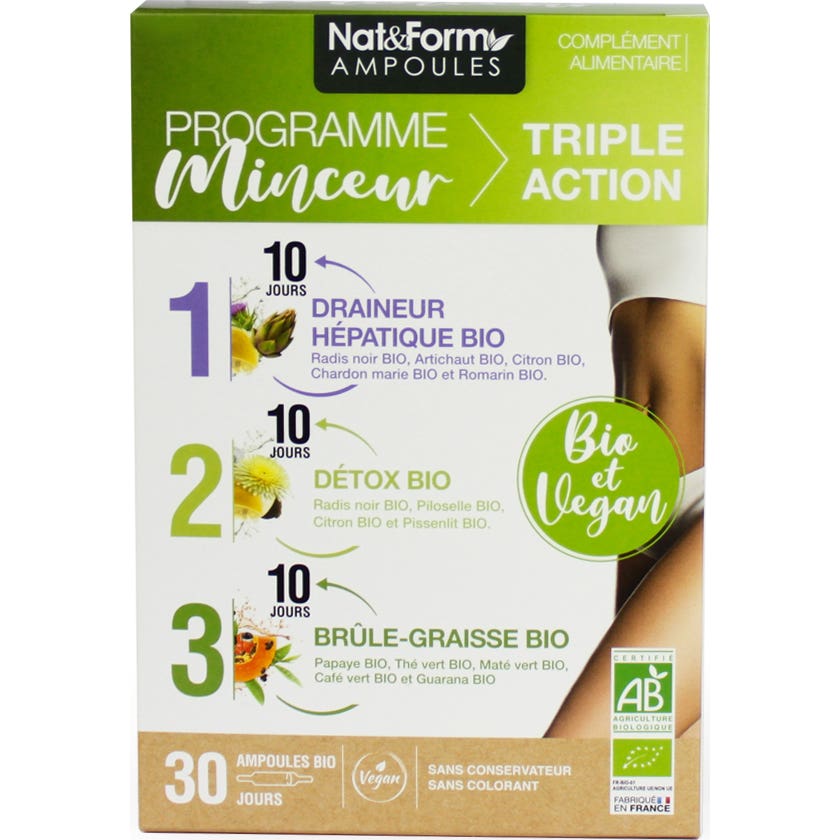 Nat&Form Programme Minceur Bio 30 Ampoules