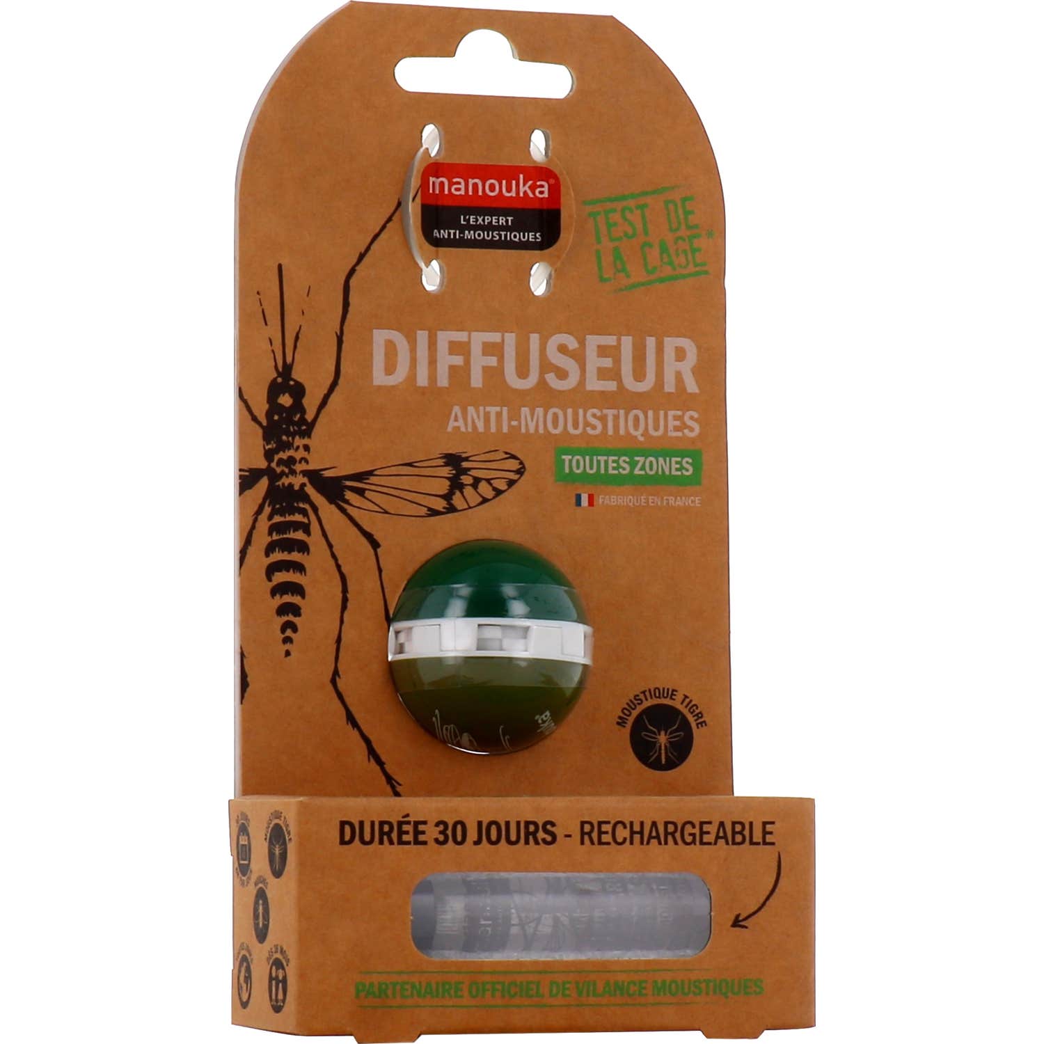 Manouka Diffuseur Anti-Moustiques + Recharge Vert