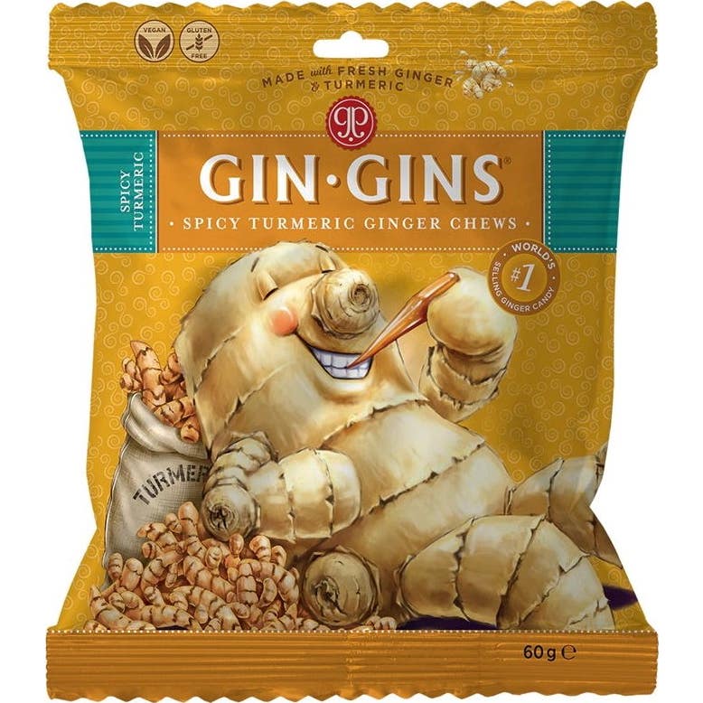 Gin Gins Spicy Turmeric Ginger Chews Bio 60G