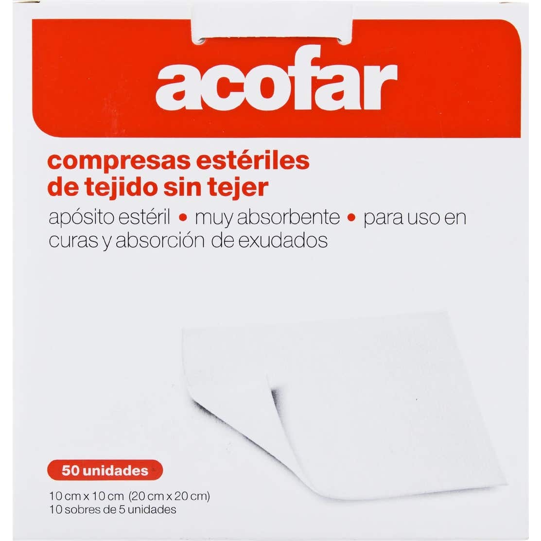 Acofar Aposito Esteril Non tissé 10 Cm X 20 Cm 50 Compressions