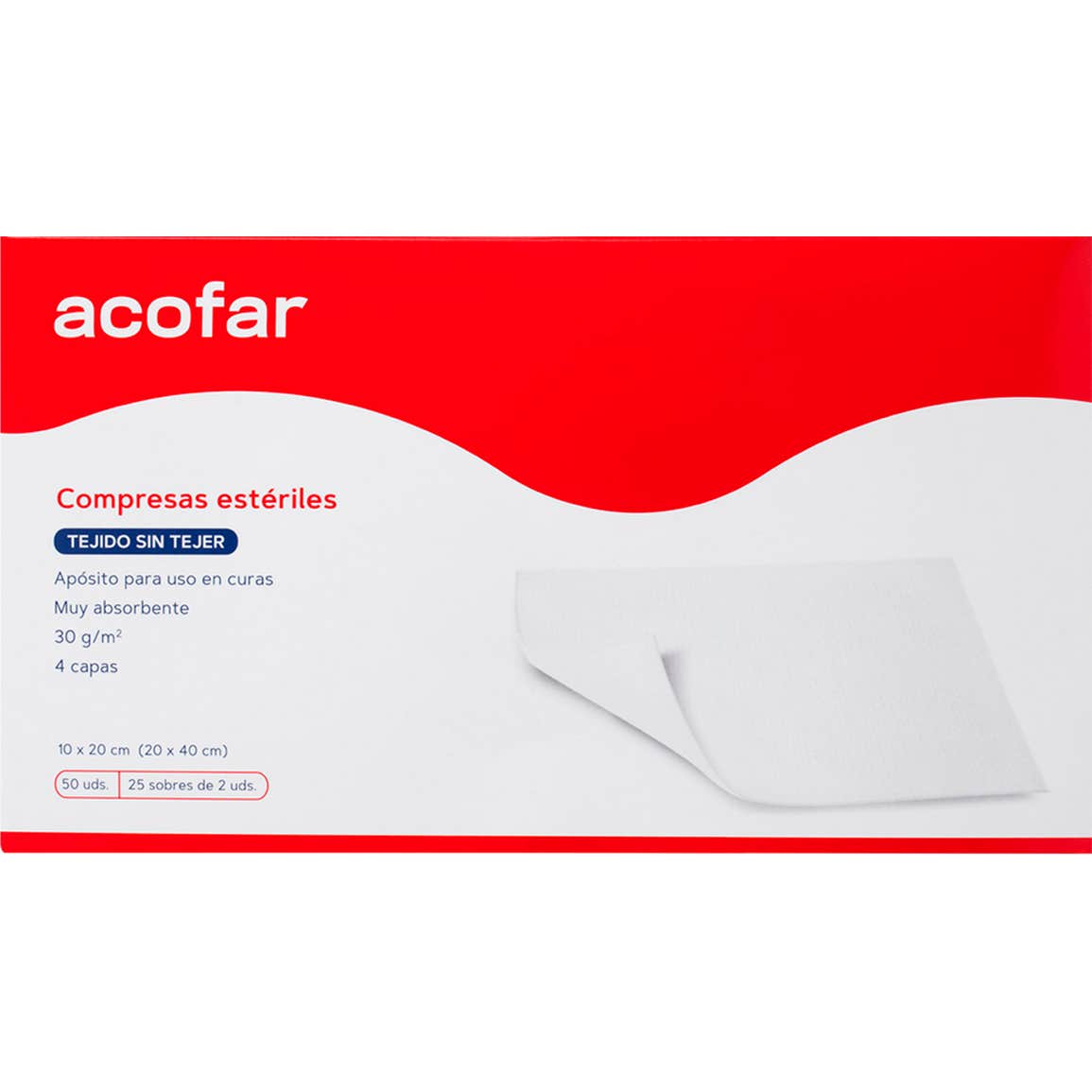 Acofar Aposito Esteril Non tissé 10 Cm X 20 Cm 50 Compressions