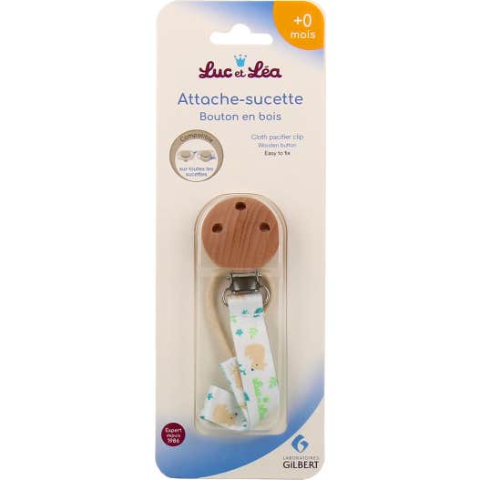 Luc Et Léa Attache Sucette En Bois Avec Bouton 1 Unité