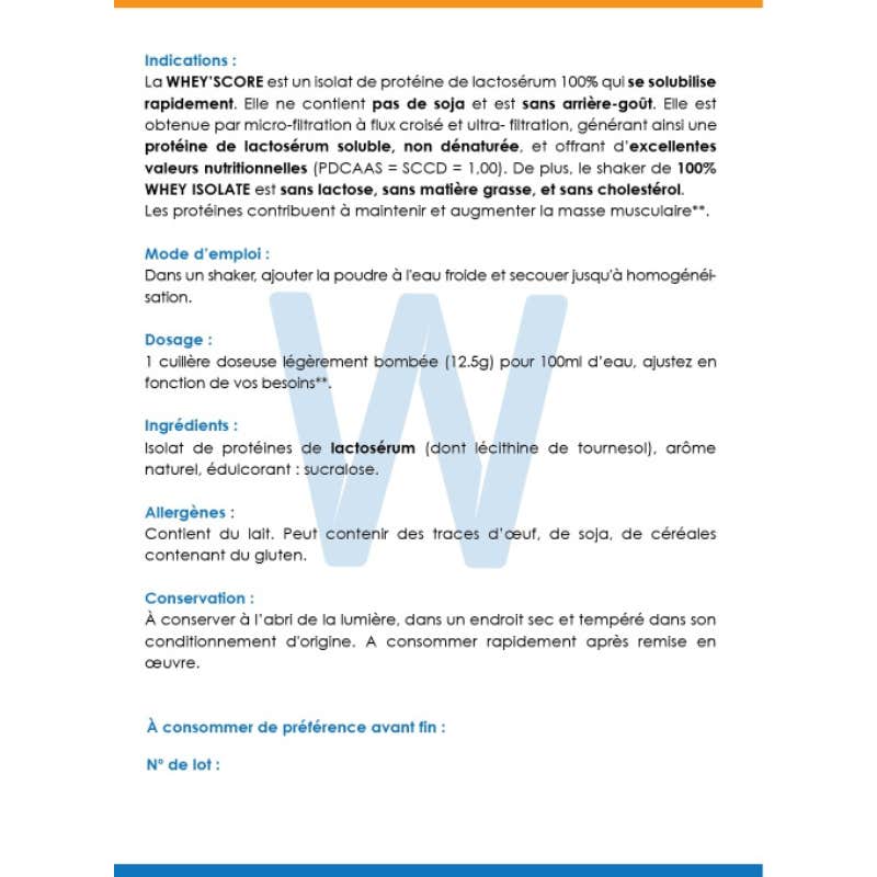 Hydrascore Whey' Score Protéine de Lactosérum Biscuits 750g Hydrascore Whey' Score Protéine de Lactosérum Biscuits 750g