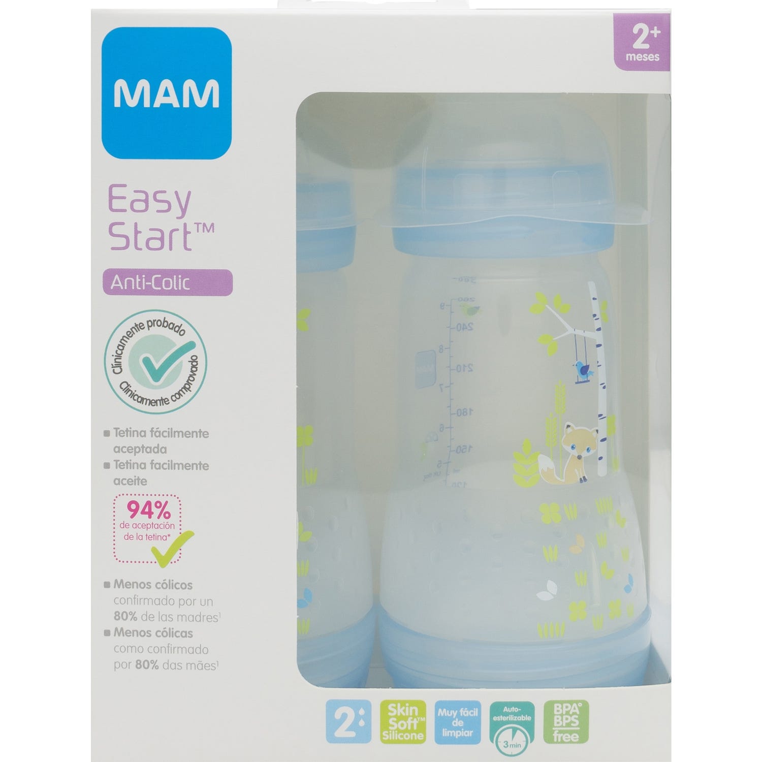 MAM Biberon 0 BPA Anti-Coliques 260 ml 2 unités