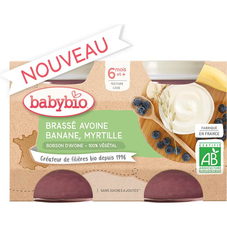 BabyBio Brasse Avoine Banane Myrtille 2x130g