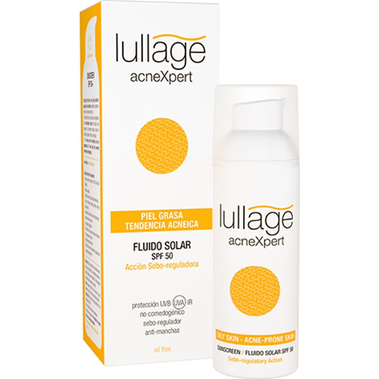 Lullage Acnexpert Écran solaire SPF50+ action séborégulatrice de sébum 50ml