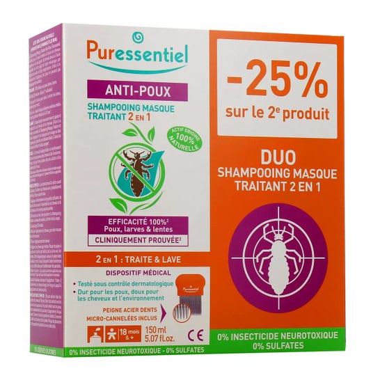 Puressentiel Shampooing Masque Anti-Poux 2 en 1 2x150 ml