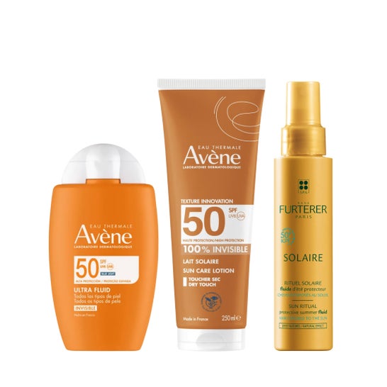 Avène Pack Ultra Fluido Invisible SPF50 + Leche Invisible SPF50 + René Furterer Fluido Solar Protector KPF 50+