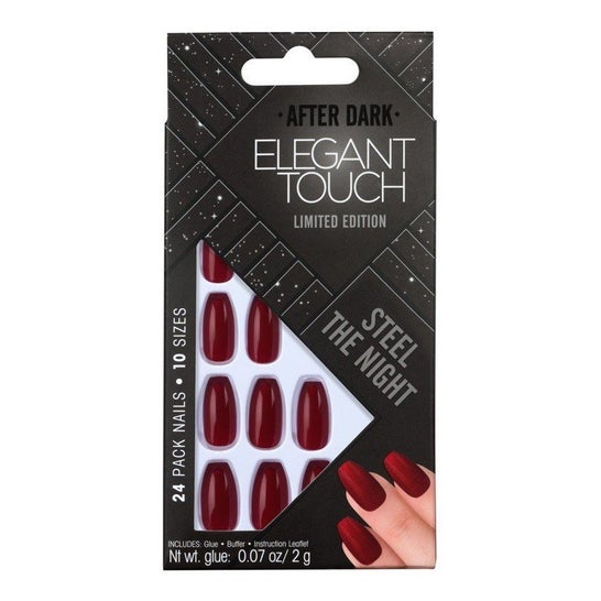 Elegant Touch Faux Ongles Natural French Steel The Night 24uts