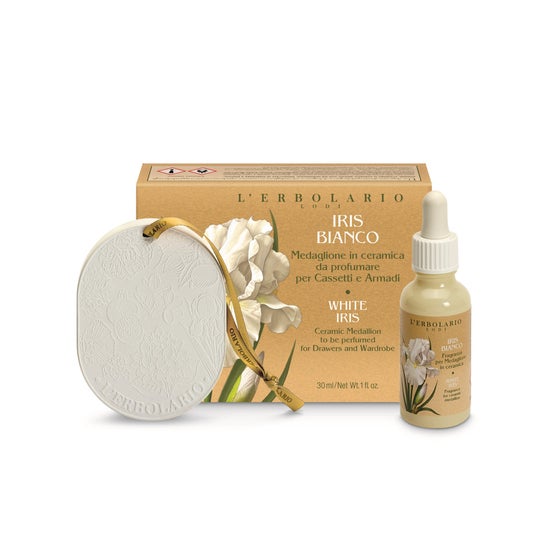 L’Erbolario Iris Blanc Médaillon en céramique parfumé 30 ml