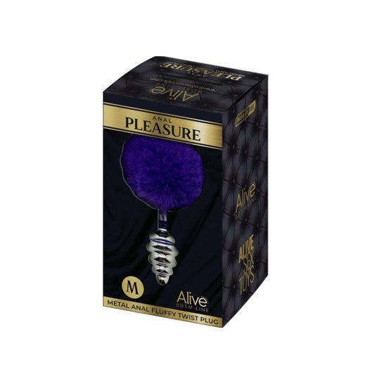 Alive Anal Pleasure Plug Spirale Métal Pompon Violet Foncé M 1ut