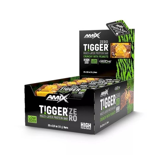 Amix Tigger Zero Protein Bar Crema de Cacahuete Caramelo 20x60g