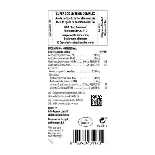 Solgar super complexe d'huile de foie de morue 60 gélules molles