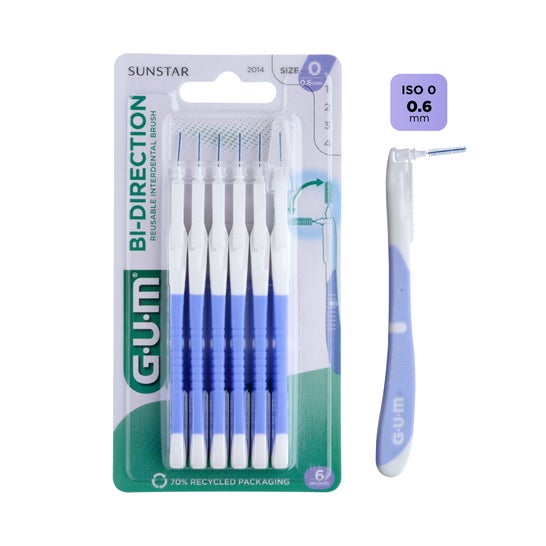 GUM Brosse Interdentaire Bidirectionnelle 6mm 6 Pièces