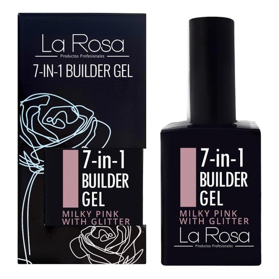 La Rosa Gel Builder 7 en 1 Milky Pink Glitter 15 ml