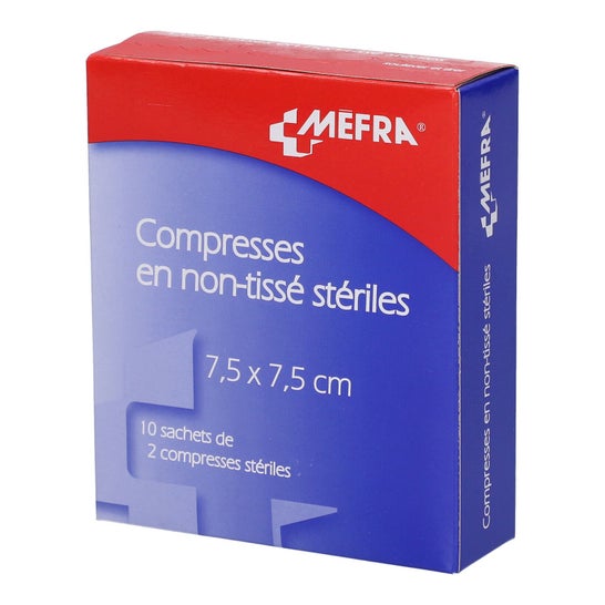 Mefra Compresses Stériles Non Tissé 7,5x7,5cm 2x10 Sachets