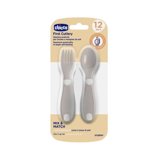 Chicco First Baby Cutlery Neutral Tenedor Cuchara 2 uds