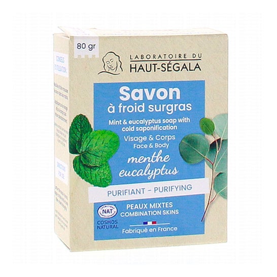 Laboratoire du Haut-Ségala Savon à Froid Surgras Purifiant Menthe Eucalyptus 80g