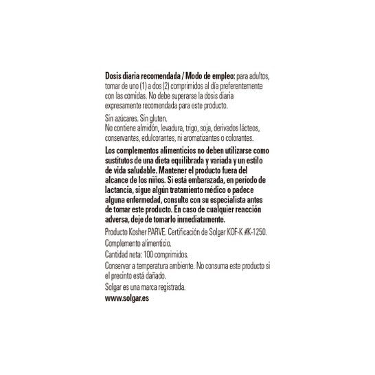 Solgar Selenium 100mg 100 Comprimés