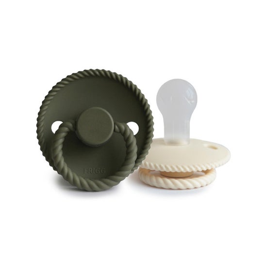 Frigg Block Silicone Pacifier Cream Olive 6M+ 2uts