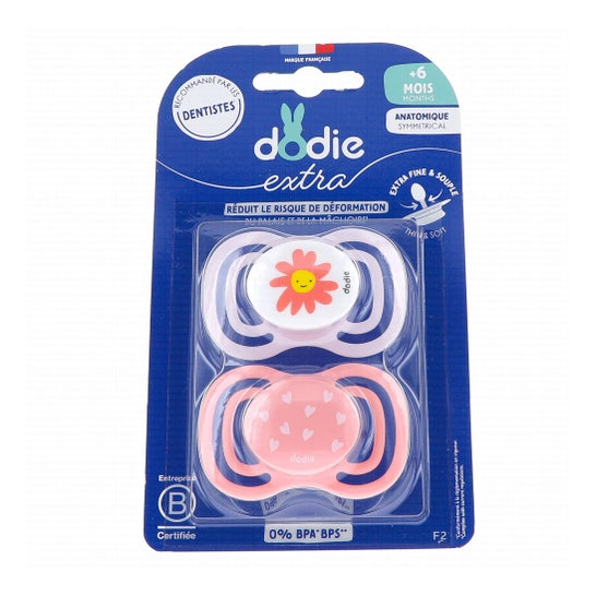 Dodie Extra Sucette Anatomique +6M F2 Nature Rose 2 uts