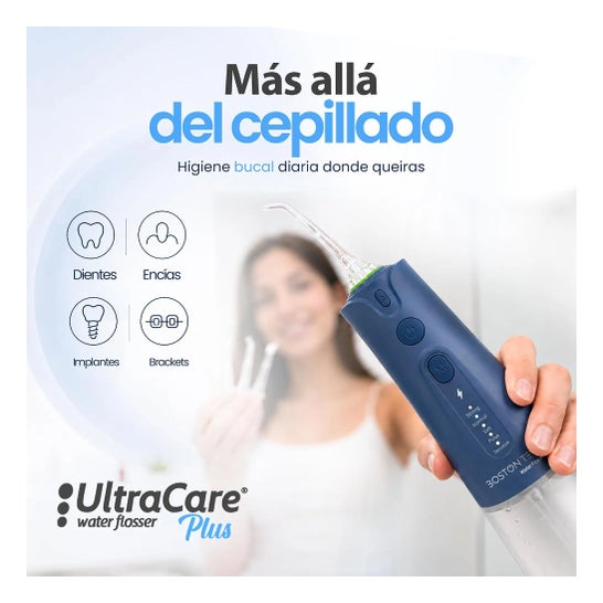 Irrigateur Dentaire Portable Aquapik UltraCare Plus 8 Embouts 5 Modes 300 ml (Bleu)
