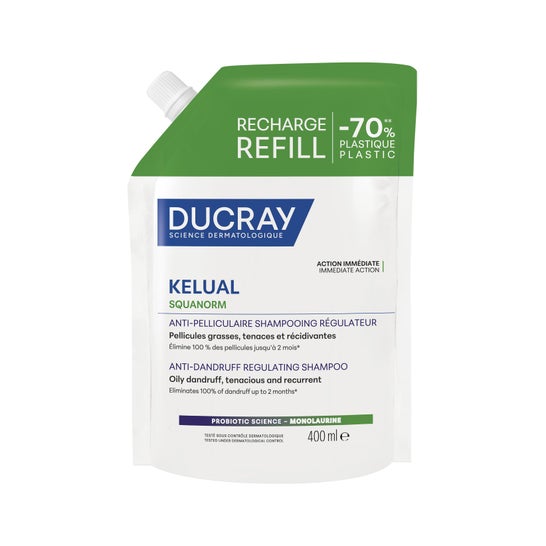 Ducray Kelual Squanorm Anti Pelliculaire Shampooing Régulateur Recharge 400 ml