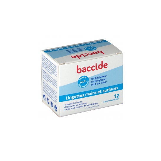 Baccide Lingettes Individuelles Mains et Surface 12 sachets