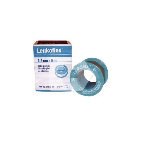 Bande adhésive plastique hypoallergénique Leukoflex 5MX2,5cm 1UD