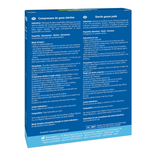 Urgo Compresses Stériles 7,5cm x 7,5cm 2x10uts