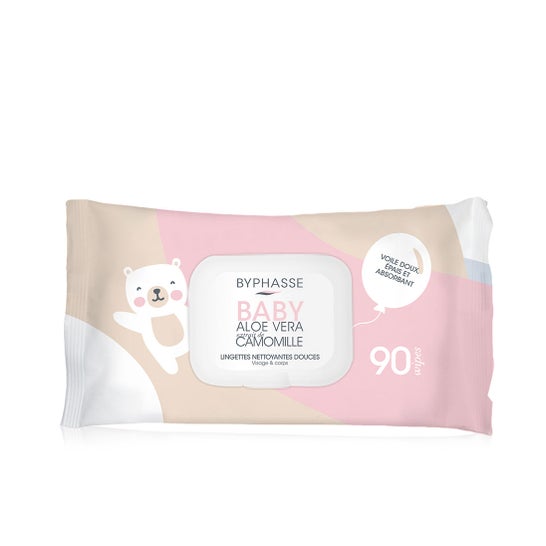 Byphasse Lingettes Nettoyantes Bébé Aloe Vera et Camomille 90uts