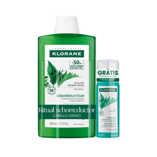 Klorane Ritual Séboréducteur Ortie Shampoing 400ml + Shampoing Sec 50ml Klorane Ritual Séboréducteur Ortie Shampoing 400ml + Shampoing Sec 50ml