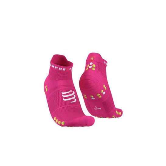 Compressport Pro Racing Socks Run Low Size 2 Fluo Pink Primerose 1 Paire