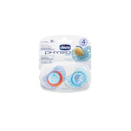 Chicco™ chupete physio air tetina látex azul 4 meses + 2uds