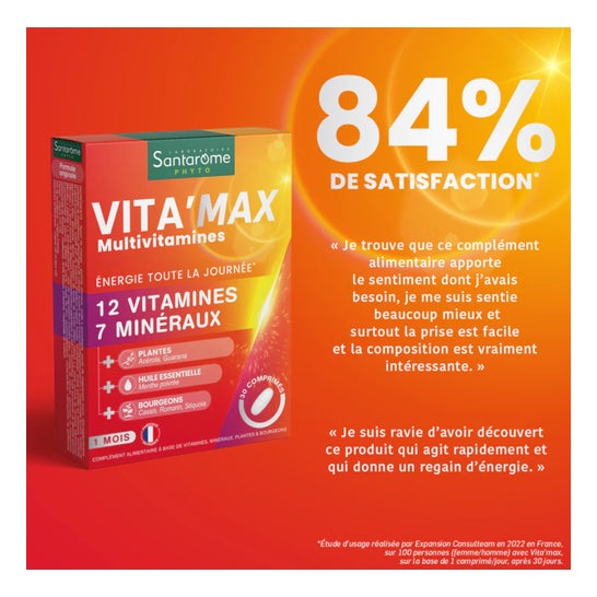 Santarome Phyto Vita'Max Multivitamines Goût Citron Vert 20 Comprimés Santarome Phyto Vita'Max Multivitamines Goût Citron Vert 20 Comprimés
