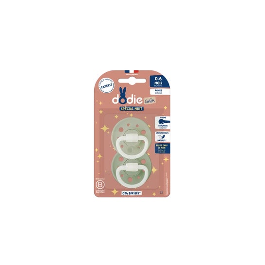 Dodie Gaïa Spécial Nuit Sucette Ronde 0-6M C7 Vert 2 uts