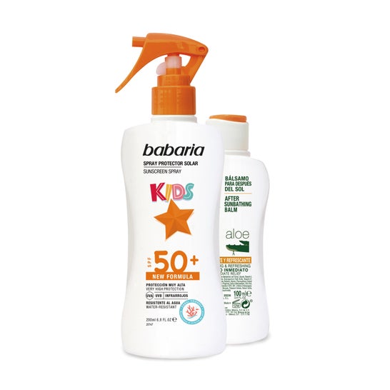 Pack Babaria Lait corporel pour enfants SPF50+ + Baume après soleil à l'aloès