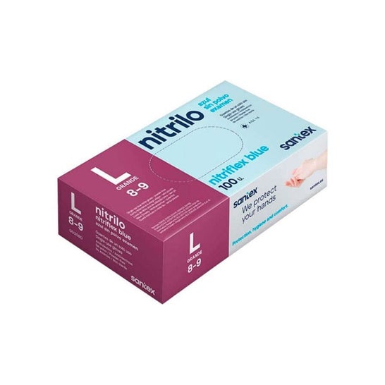 Santex Gants Nitrile Sans Poudre Bleu T-L 100 pcs