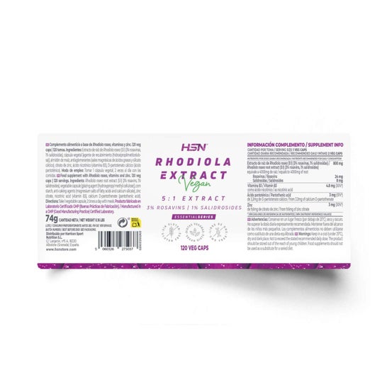 HSN Extracto de Rhodiola Rosea 5:1 400mg 120vcaps