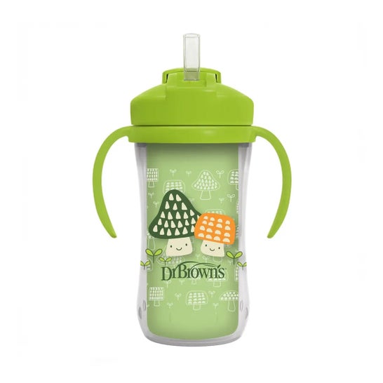 Dr Brown's Gobelet Isotherme avec Paille et Poignées Vert Champignons 300 ml 1 ut