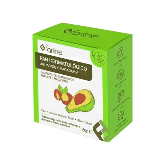 Farline Pain de Savon Dermatologique Avocat Macadamia 60 g
