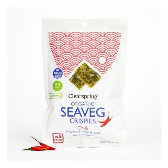 Clearspring Seaveg Crispies Snack d'Algues Nori Chili Bio 20 g