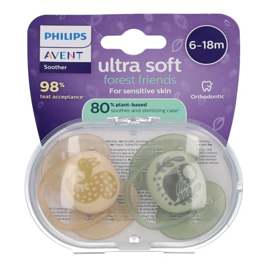 Philips Avent Sucettes Ultra Soft 6-18 mois Base végétale 2 unités