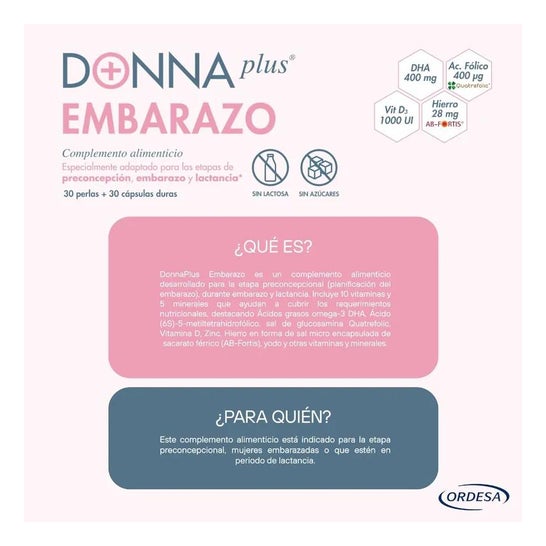 Donna Plus+ Embarazo 30 Perlas + 30 Cápsulas Duras Donna Plus+ Embarazo 30 Perlas + 30 Cápsulas Duras